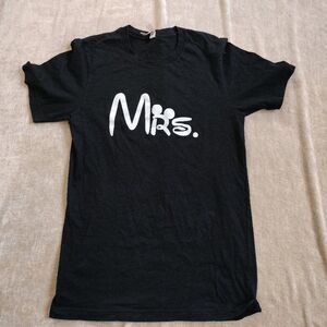 Bella Canvas Bride "Mrs." Mouse Ears Black T-Shirt Size Small